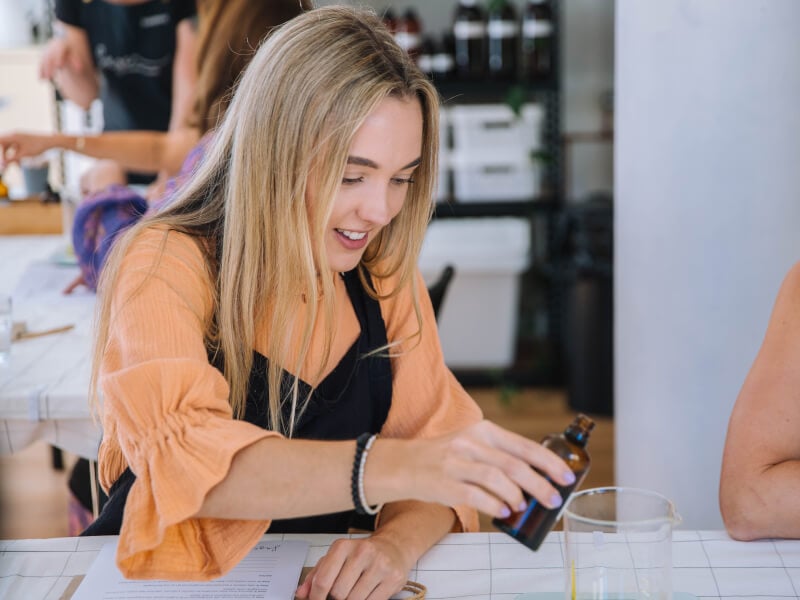 Woman making her own skincare